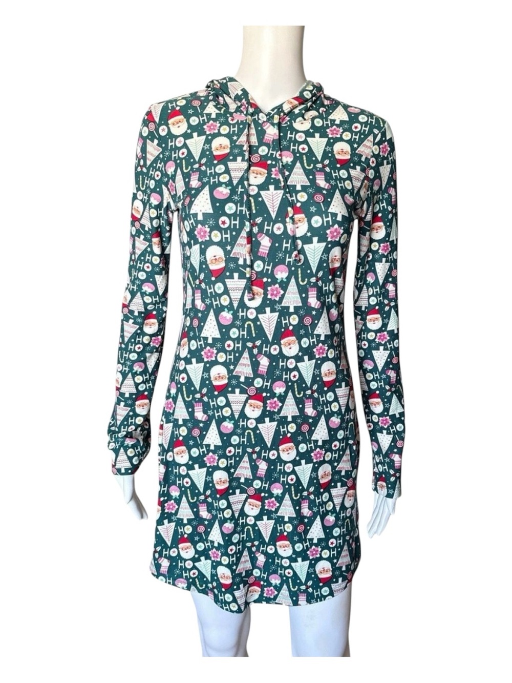 No Comment Hoodie Tunic Shirt Womens M Christmas Holiday Graphic Hooded NWT